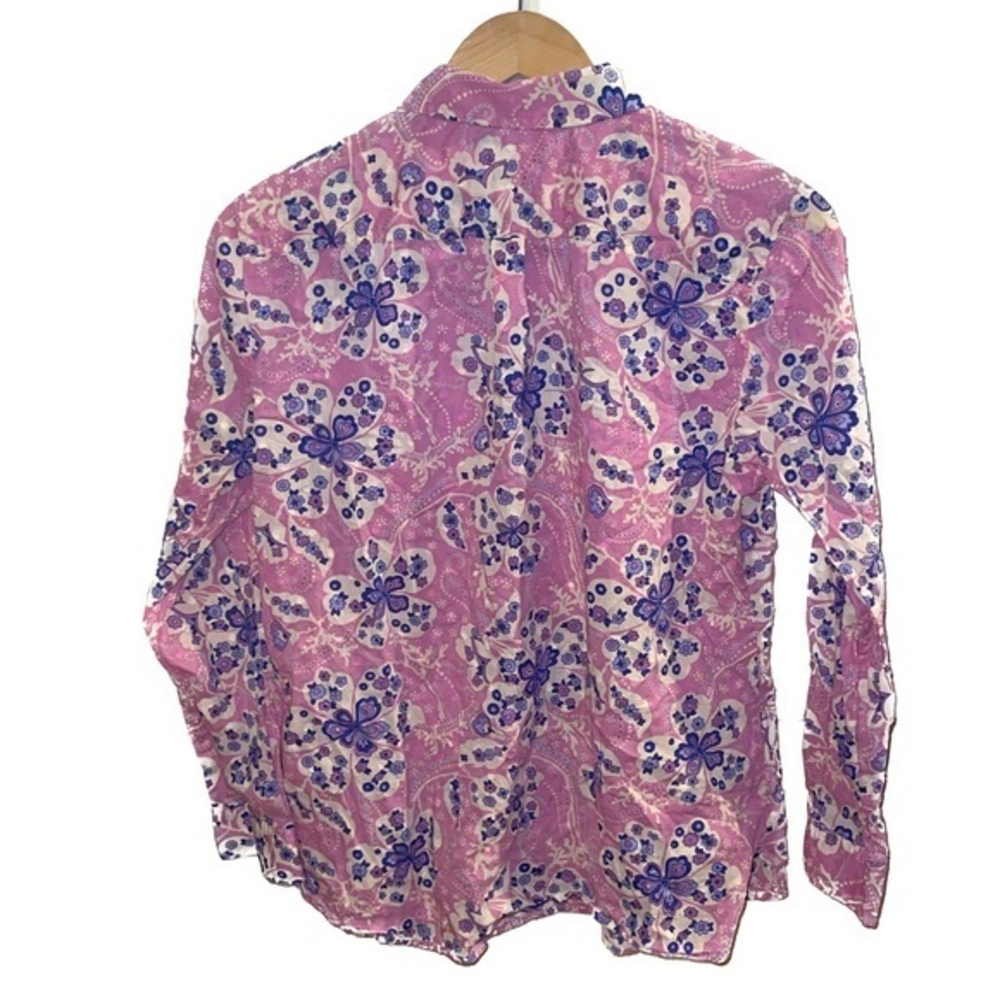 Talbots Funky Button Down Collared Pink And Purpl… - image 2